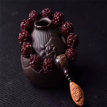 金刚菩提子佛珠手串五瓣红皮肉纹男女士手链f 橄榄核吊坠 珠子20毫米