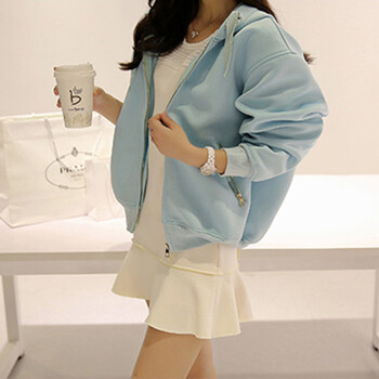 稻苗2015秋冬宽松休闲大码棒球服太空棉卫衣外套女459 蓝色 L