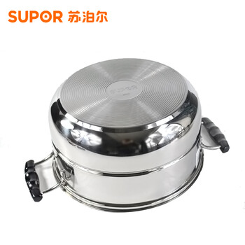 
                                        苏泊尔（SUPOR） 蒸锅304不锈钢三层复底直身蒸锅 蒸笼燃气电磁炉锅具加厚蒸煮锅 EZ1226S01-26CM                