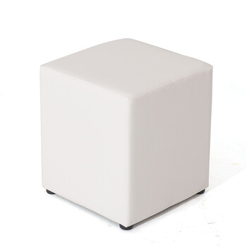 方凳实木换鞋凳矮凳沙发凳创意茶几凳小板凳时尚皮墩子 白色(35*30*