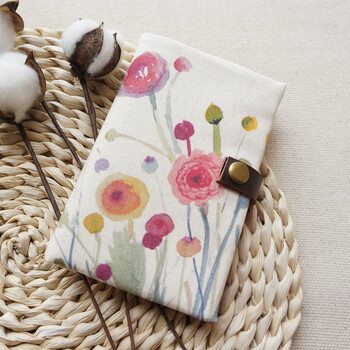 女款手工布艺手绘风格棉麻中款钱包女款钱包潮 红花