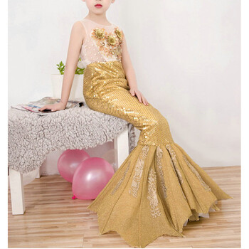儿童连衣裙美人鱼尾巴服装演出礼服裙公主裙女童走秀礼服生日礼物