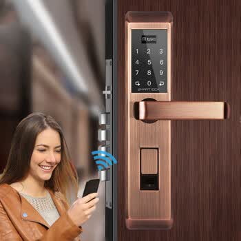 智能锁指纹锁家用防盗门锁电子密码锁wifi手机远程app开门 a102红古铜