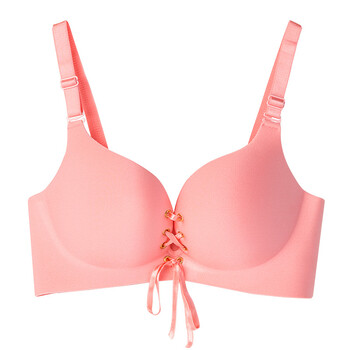 一片式无痕内衣无钢圈文胸套装聚拢小胸性感厚薄款女胸罩 粉色 85/38b