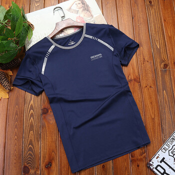 战狼运动t恤男短袖圆领夏季吸汗透气清爽速干衣轻薄款 宝蓝色 xl