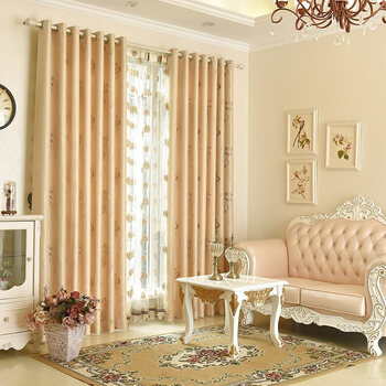 定制窗帘成品遮阳简约现代卧室窗帘布田园飘窗窗帘全遮光布纱帘 03黄