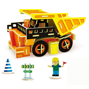 若态原创3d立体拼图木质飓风工程车儿童玩具成年人创意礼物益智玩具