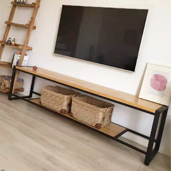 实木置物架简约电视柜组合loft美式乡村复古做旧铁艺电视柜客厅 160*