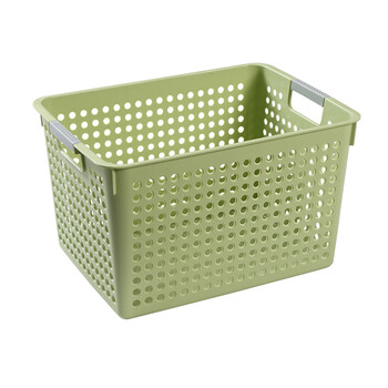 塑料长方形收纳篮 桌面收纳筐厨房杂物储物篮浴室收纳框篮子 大号抹茶
