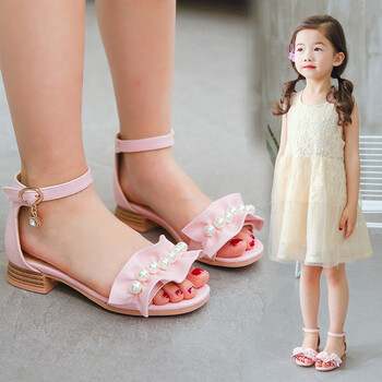 哈皮安妮女童凉鞋高跟韩版甜美花边公主鞋2018夏季新款女孩露趾时尚