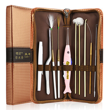 嘿诺 采耳工具掏耳朵神器套装掏耳勺挖耳朵挖耳勺鹅毛棒发光 十件套