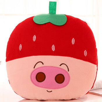 空调被夏凉被办公室午休可折叠车载抱枕被子两用 草莓小猪空调被(圆)