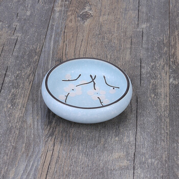 陶瓷碟子 日式小吃碟点心碟 调味碟酱料碟酱油碟 圆形小碟 浅蓝色小布