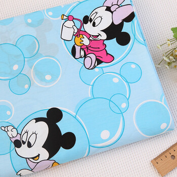 
                                        天使雅儿  韩式棉斜纹印花可爱卡通床品布料手工面料 可定制床品 泡泡米奇                
