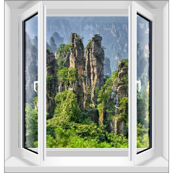 3d立体山水风景竖版假窗贴仿真窗户装饰贴画客厅卫生间背景墙贴纸 new