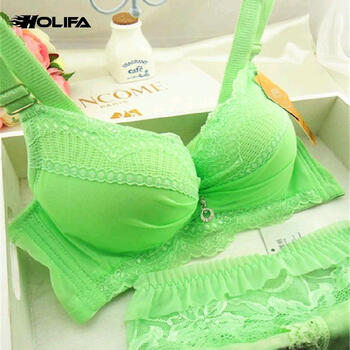 立方2018新款蕾丝花边上开扣哺乳内衣无钢圈宽肩带喂奶文胸 薄款绿色