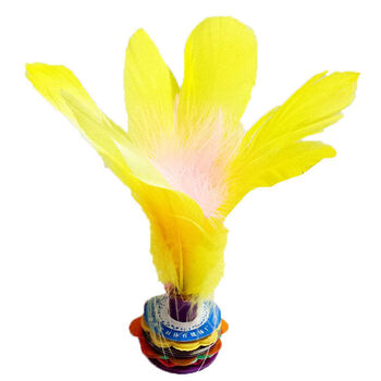 华星凯月毽子 炫彩鹅毛花式花样毽球训练比赛毽子 黄色