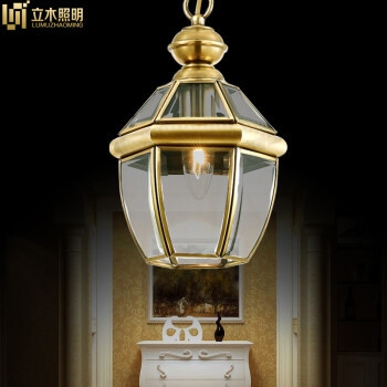立木 全铜灯欧式餐厅吊灯吧台灯具过道走廊灯美式玄关阳台灯饰 7350