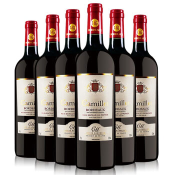 法国波尔多红酒 卡米耶干红葡萄酒 750mlx6 原