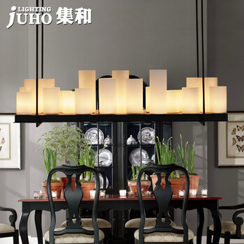 集和 餐厅吊灯酒吧咖啡厅北欧美式乡村蜡烛台吊灯 白色 直径70cm圆形