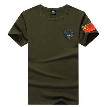 特警t恤武警警察短袖夏季刺绣中紧身衣服军迷迷彩军训作训战狼短袖