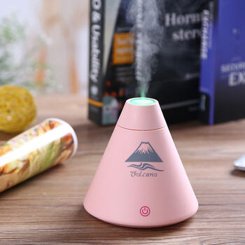 火山加湿器USB 静音LED香薰家用办公桌室补水出雾器迷你空气 白色
