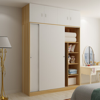 衣柜推拉门简约现代经济型衣橱组合实木衣柜小户型卧室大衣柜 160厘米