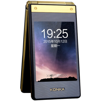 康佳（KONKA）K66 移动/联通2G翻盖老人手机 黑色+金色