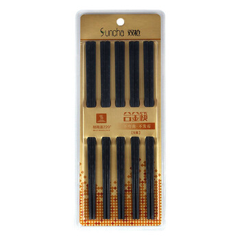 双枪合金筷家庭酒店筷可高温筷子5双装 黑色