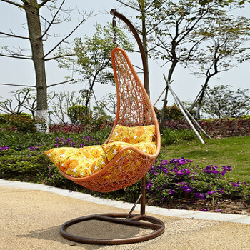 户外阳台休闲吊篮 室内吊椅 藤编吊床秋千 仿真藤配花色