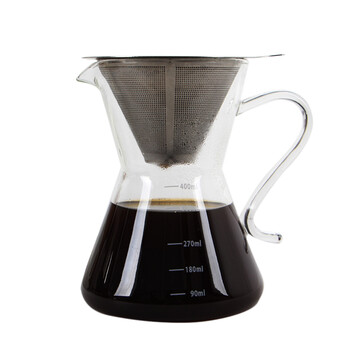 领感手冲咖啡壶锥形双层不锈钢过滤网美式手冲滴漏耐热玻璃分享壶2 4人份800ml 手冲壶 滤网 图片价格品牌报价 京东