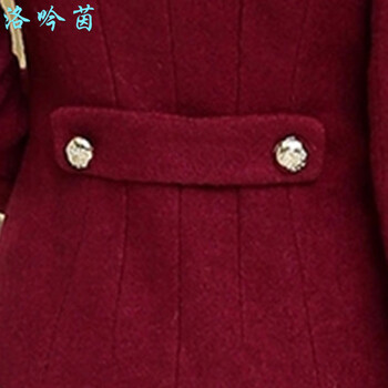 洛吟茵2015冬装新款女装韩版百搭呢大大衣中长款修身毛呢大衣外套女 Q050 枣红色 L