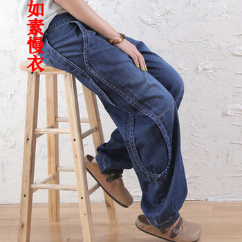 如素慢衣新款宽松铅笔裤民族风高腰牛仔裤女款长裤3107 图片色55 L