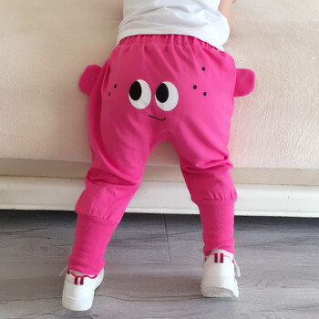 婴儿大pp裤春秋薄款男女童哈伦裤儿童休闲夏装宝宝大裆长裤子 玫红色