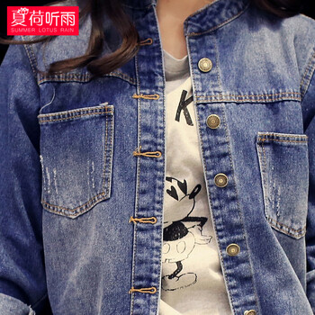 夏荷听雨 外套女 2016冬季新款纯色宽松棉服夹克衫女冬 学院风减面包服女 X1687 贴标 绿色 M