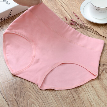 简约性感中腰内裤 女士高腰大码棉质面料棉裆部三角裤棉裤子lwh 粉色