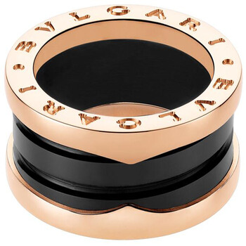 bvlgari宝格丽b.zero1系列 18k玫瑰金 镶嵌黑色陶瓷 戒指 66