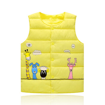 2018时尚羽绒马甲 卡通童马甲背心 童装 长颈鹿-黄色 110cm