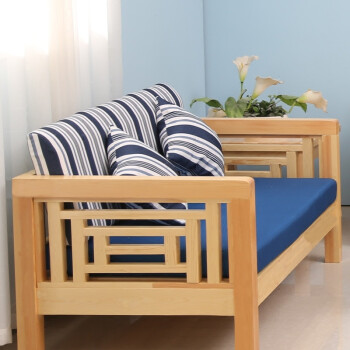 实木沙发木质木头沙发组合原木简约客厅中式松木组合中式简约木质 3人