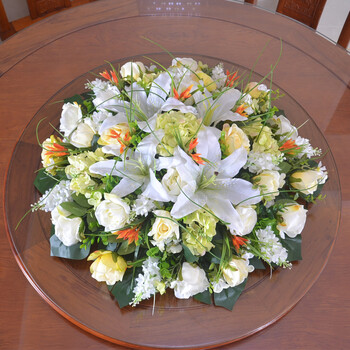 果林轩圆形桌花台花仿真花大型会议桌花装饰酒店转盆餐桌假绿植塑料