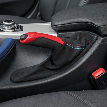 路达威 宝马3系改装内饰手刹拉杆 320li 3gt 4系 f30 翻毛皮手刹套 3