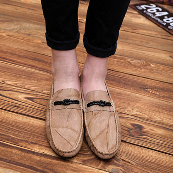 新款秋季豆豆鞋男男英伦时尚潮流新款一脚蹬男鞋 卡其 39