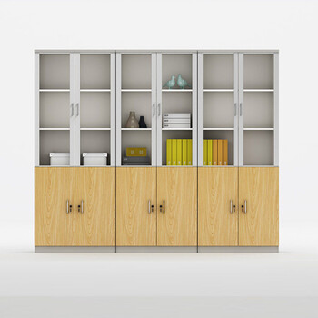 朔乐简约现代木质书柜中式书架书橱带玻璃门书房整体自由组合书柜储物