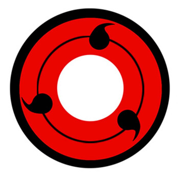 色cosplay美瞳白色全白 球白眼纯白纯黑全黑僵丧尸 红三勾玉(一片装)