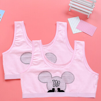 装少女文胸无钢圈棉质小背心中小学生发育期运动背心式内衣 2件装粉色