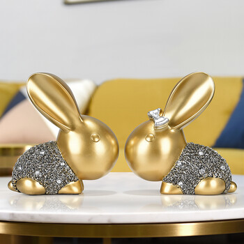 勒多漫因简约现代情侣兔子摆件装饰品家居客厅酒柜小摆设工艺品结婚