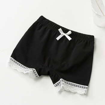 安全裤防走光儿童短裤平角纯棉内裤夏季蕾丝宝宝打底三分裤子 黑色