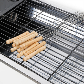 不锈钢木柄烧烤签子羊肉串烤肉工具烤串用品铁签子圆签配件烧烤针