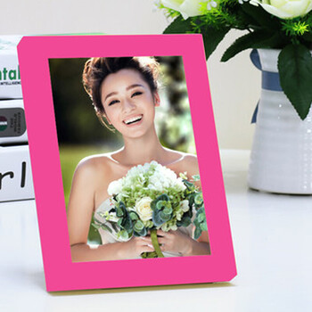 架儿童画框家用简约现代纯色长方形照片 玫红色 11寸【摆台挂墙两用】