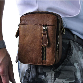 斯希威男士腰包牛皮单肩斜跨包真皮男包休闲背包复古迷你小挂包包